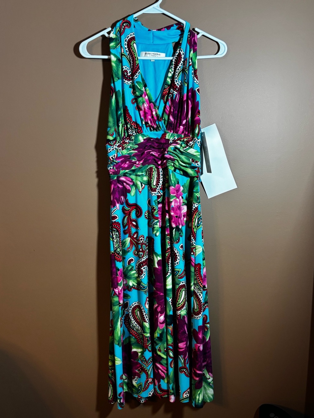 Evan Picone Turquoise Paisley Print Dress